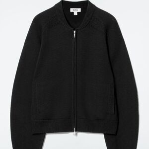 COS Black Pointelle-Knit Wool Jacket